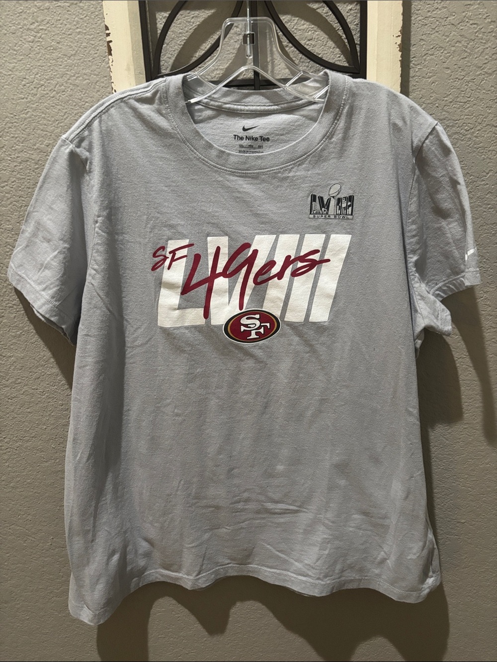 Nike SF 49ers Light Gray Graphic Tee with Red Logo